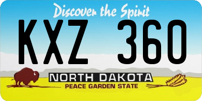 ND license plate KXZ360