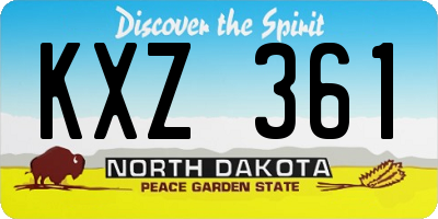ND license plate KXZ361