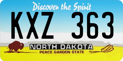 ND license plate KXZ363