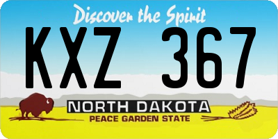 ND license plate KXZ367