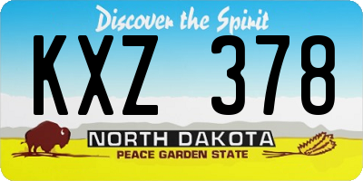 ND license plate KXZ378