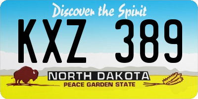 ND license plate KXZ389