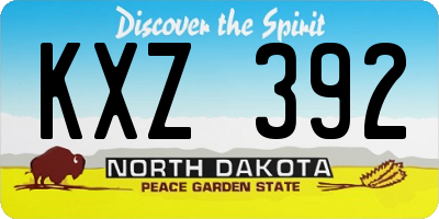 ND license plate KXZ392