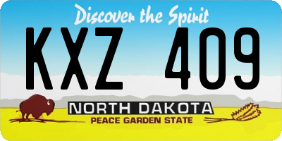 ND license plate KXZ409