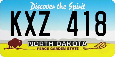 ND license plate KXZ418