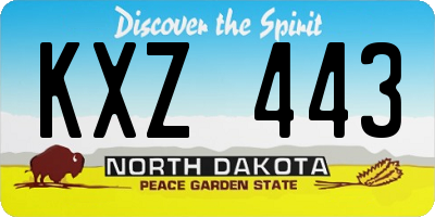 ND license plate KXZ443