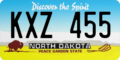 ND license plate KXZ455