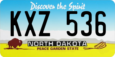 ND license plate KXZ536