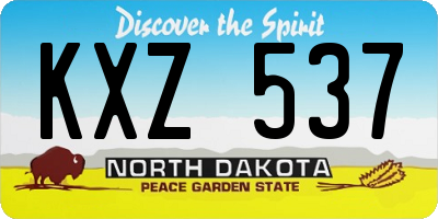ND license plate KXZ537