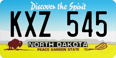 ND license plate KXZ545