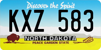 ND license plate KXZ583