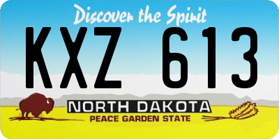 ND license plate KXZ613