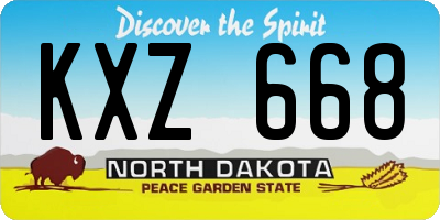 ND license plate KXZ668