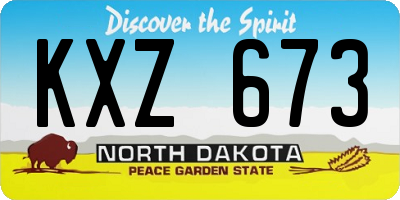 ND license plate KXZ673