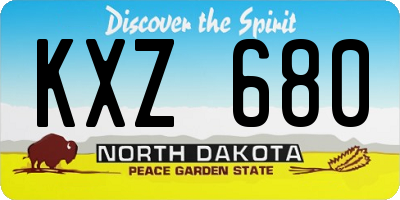 ND license plate KXZ680