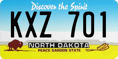 ND license plate KXZ701