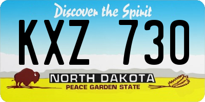 ND license plate KXZ730