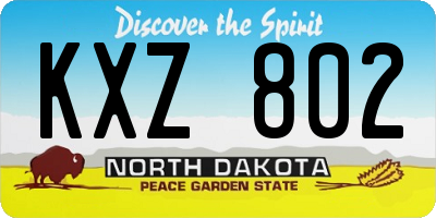ND license plate KXZ802