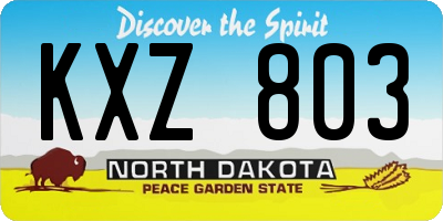 ND license plate KXZ803