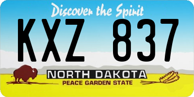 ND license plate KXZ837