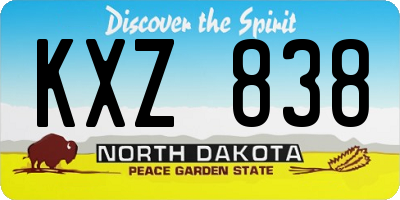 ND license plate KXZ838