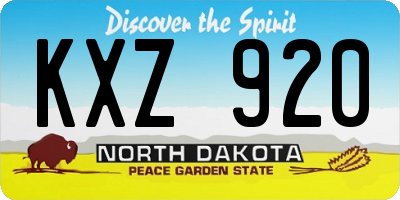 ND license plate KXZ920