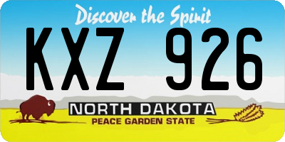 ND license plate KXZ926
