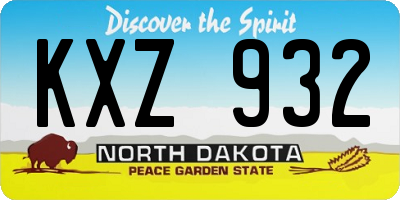 ND license plate KXZ932
