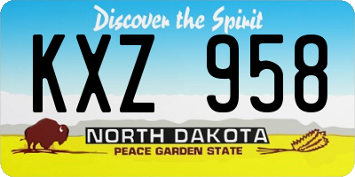ND license plate KXZ958