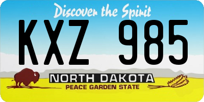 ND license plate KXZ985