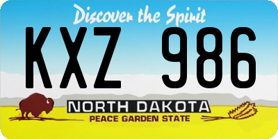 ND license plate KXZ986