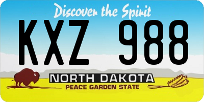 ND license plate KXZ988