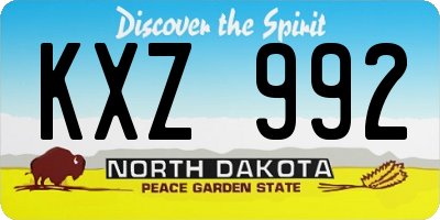 ND license plate KXZ992