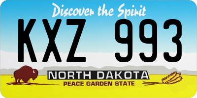ND license plate KXZ993