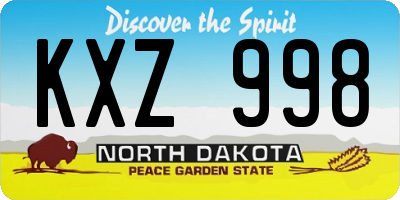 ND license plate KXZ998
