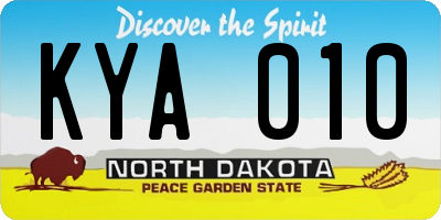 ND license plate KYA010