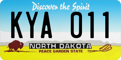 ND license plate KYA011