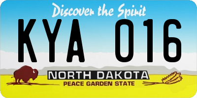 ND license plate KYA016