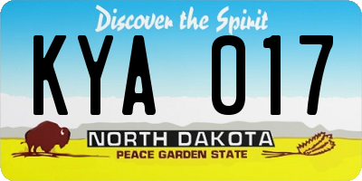 ND license plate KYA017
