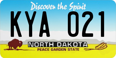 ND license plate KYA021