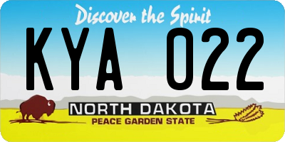 ND license plate KYA022