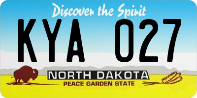 ND license plate KYA027