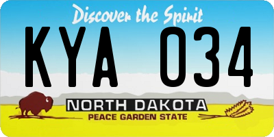 ND license plate KYA034