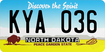 ND license plate KYA036