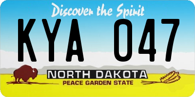 ND license plate KYA047