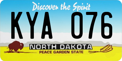 ND license plate KYA076