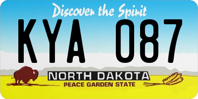 ND license plate KYA087