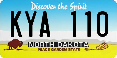 ND license plate KYA110