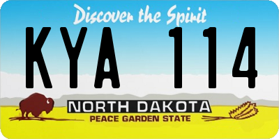 ND license plate KYA114