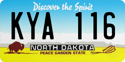 ND license plate KYA116